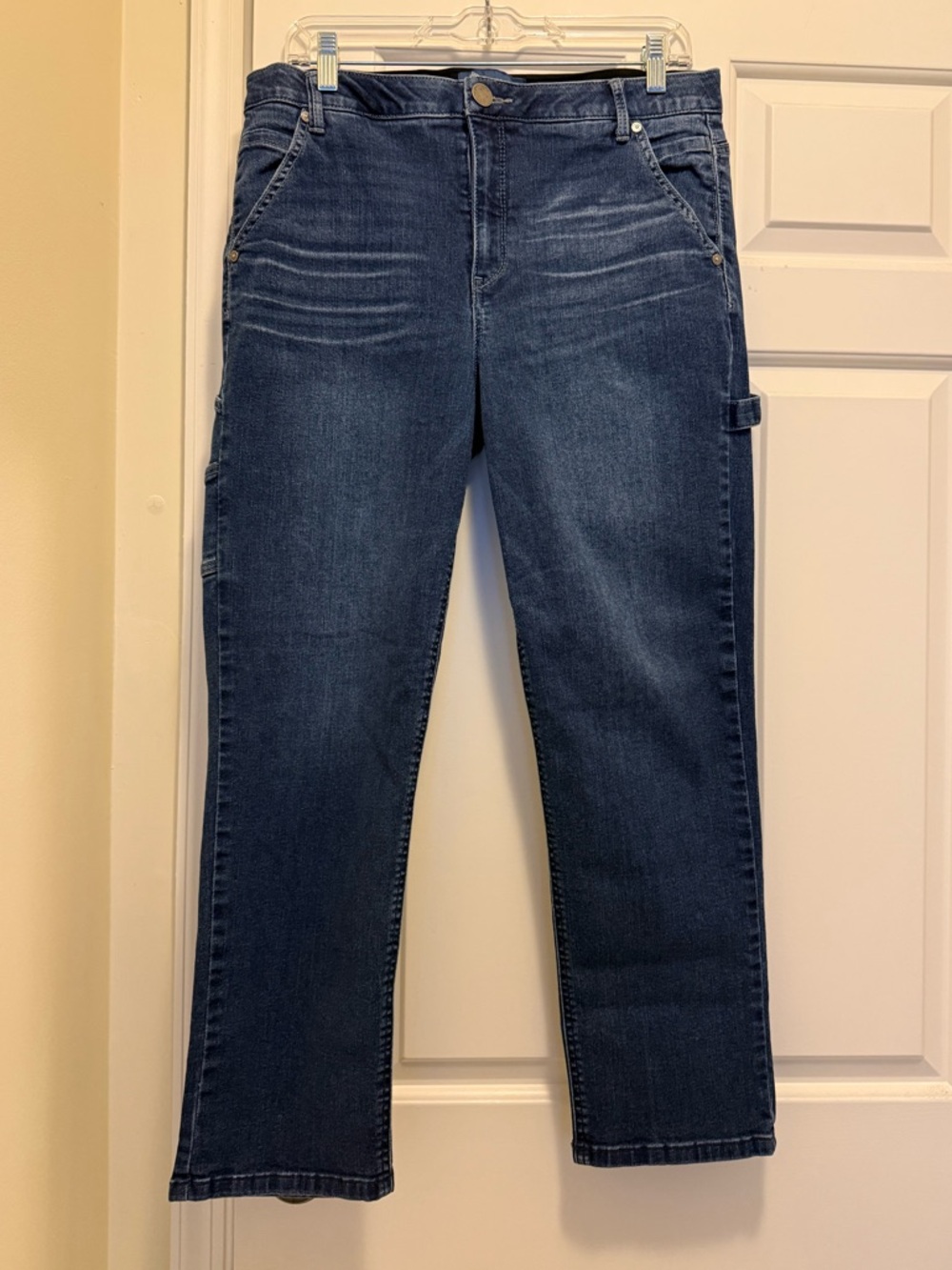 Democracy Ab-Solution Dark Indigo Straight Leg Ankle Length Cargo Jeans Size 12
